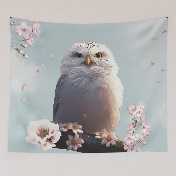 Item preview, Snowy owl with cherry blossoms designed and sold by Artenreich.
