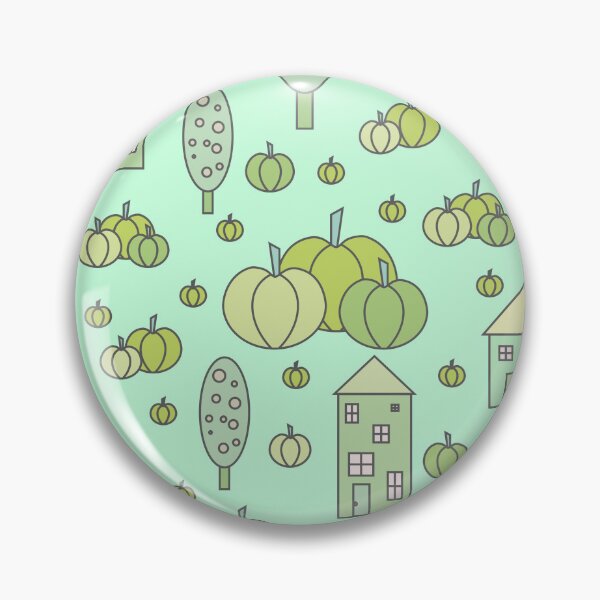 Item preview, Autumn idyllic composition - seamless pattern, houses, trees, ripe pumpkins in various shades.10 designed and sold by My-fake-places.