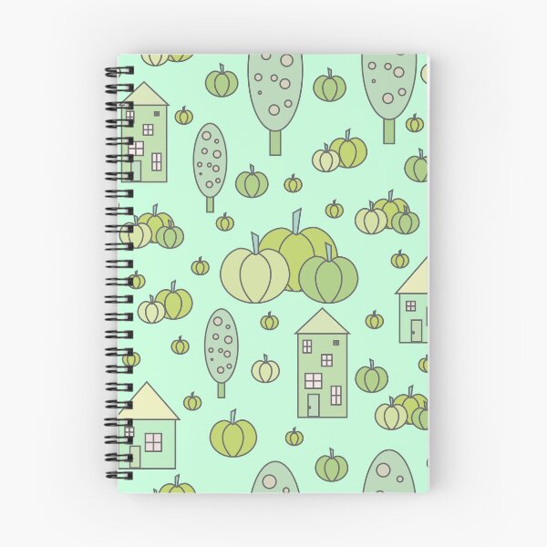 Item preview, Autumn idyllic composition - seamless pattern, houses, trees, ripe pumpkins in various shades.10 designed and sold by My-fake-places.