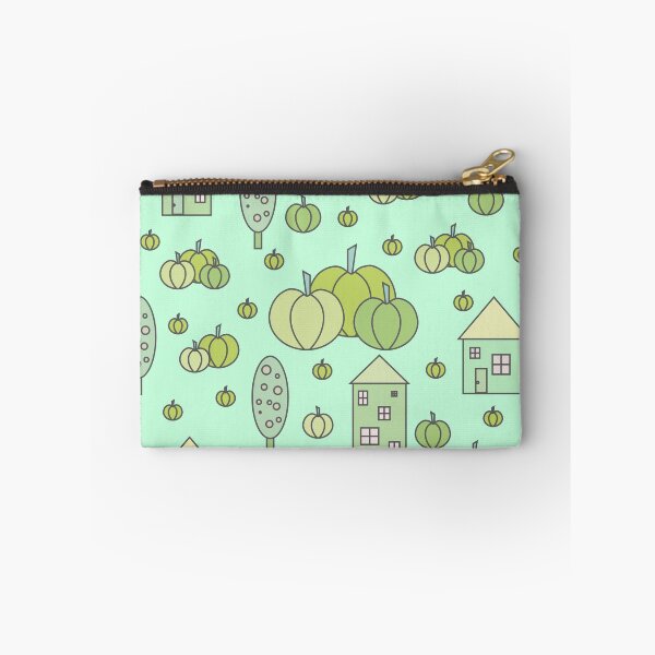 Item preview, Autumn idyllic composition - seamless pattern, houses, trees, ripe pumpkins in various shades.10 designed and sold by My-fake-places.