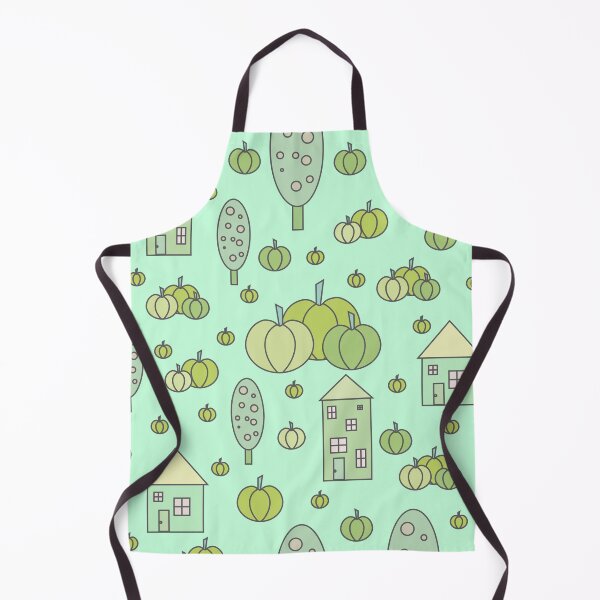 Item preview, Autumn idyllic composition - seamless pattern, houses, trees, ripe pumpkins in various shades.10 designed and sold by My-fake-places.