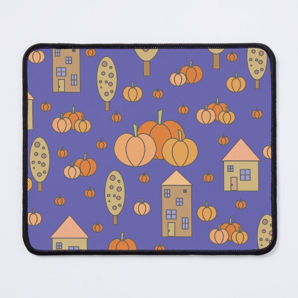 Item preview, Autumn idyllic composition - seamless pattern, houses, trees, ripe pumpkins in various shades.19 designed and sold by My-fake-places.