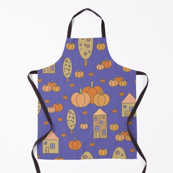 Item preview, Autumn idyllic composition - seamless pattern, houses, trees, ripe pumpkins in various shades.19 designed and sold by My-fake-places.