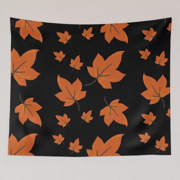 Item preview, Orange leaves on black background designed and sold by Stefrait-7.