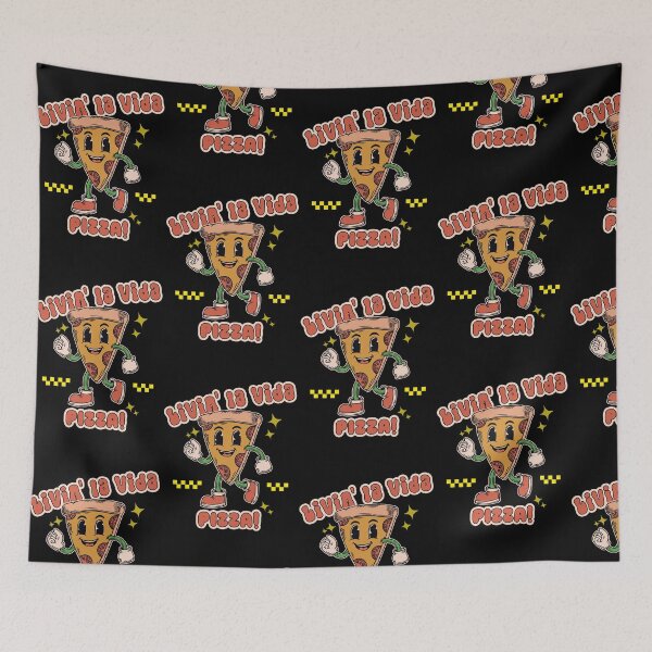 Item preview, Livin' la vida pizza! Pizza Slice Retro Cartoon_ Dark Colors designed and sold by Osaya-Store.