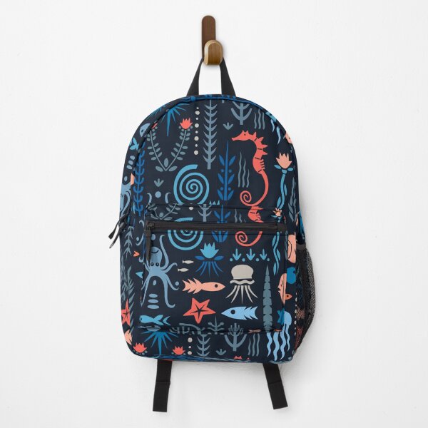 Item preview, Tote bag with maritime design with seahorse, octopus, jellyfish, fish & octopus designed and sold by hilledesign.