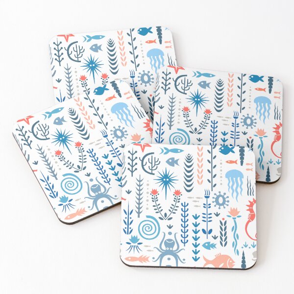 Item preview, Maritime design with seahorse, octopus, jellyfish, fish & octopus designed and sold by hilledesign.