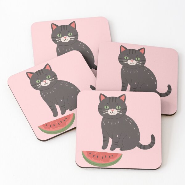 Item preview, Black cat and a yummy watermelon designed and sold by WoollenLlama.