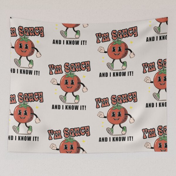 Item preview, I'm Saucy And I Know It! Sassy Tomato Retro Cartoon_ Light Colors designed and sold by Osaya-Store.