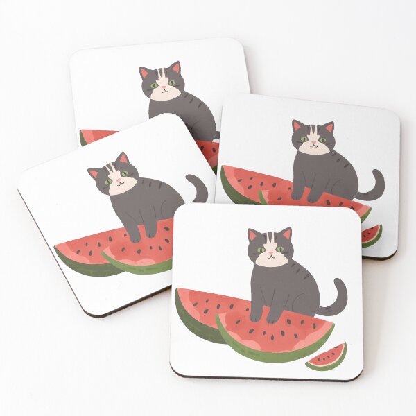 Item preview, Black cat has a watermelon designed and sold by WoollenLlama.