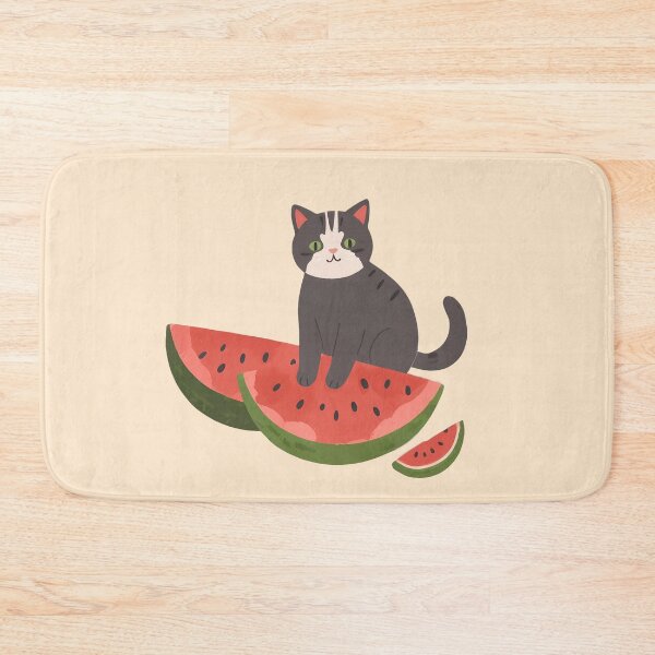 Item preview, Black cat has a watermelon designed and sold by WoollenLlama.