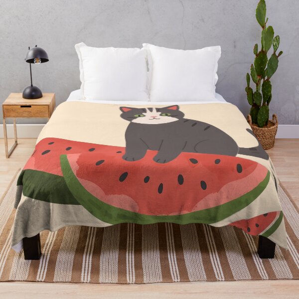 Item preview, Black cat has a watermelon designed and sold by WoollenLlama.