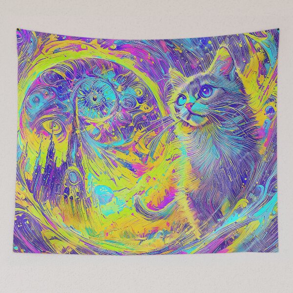 Item preview, Feline Fantasy in Neon Spiral Galaxy designed and sold by blackhalt.