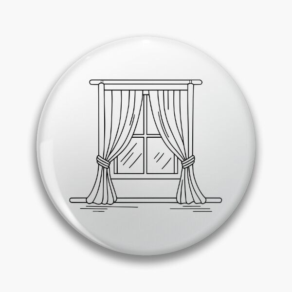 Artikelvorschau, Gekritzelzeichnung eines minimalistischen Fensters mit Vorhang entworfen und verkauft von rasagamastore.