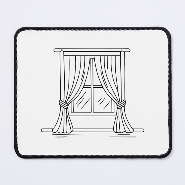 Item preview, Doodle drawing of a minimalist window with a drape designed and sold by rasagamastore.