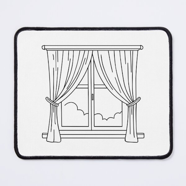 Item preview, Simple doodle drawing of a window with a drape designed and sold by rasagamastore.