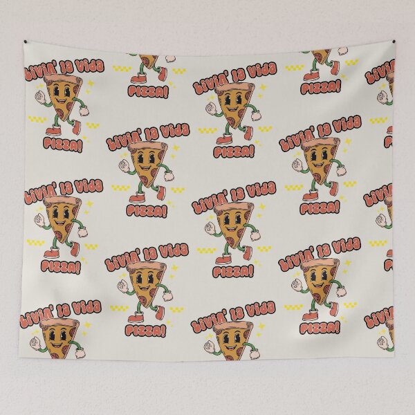 Item preview, Livin' la vida pizza! Pizza Slice Retro Cartoon_ Light Colors designed and sold by Osaya-Store.