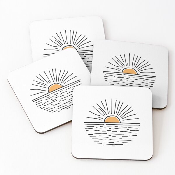 Item preview, Simple drawing of a sunset over a calm ocean designed and sold by rasagamastore.