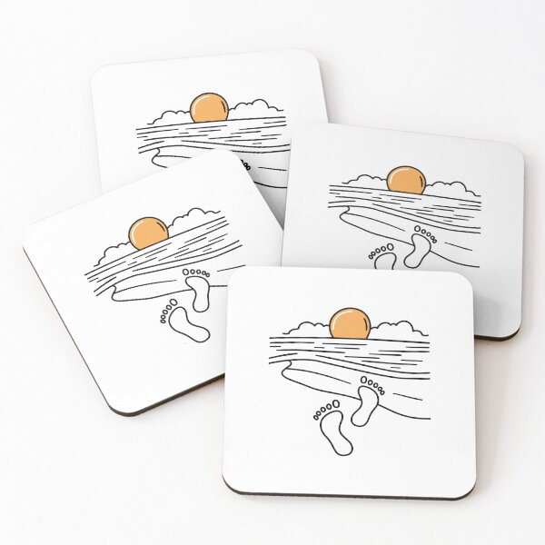 Item preview, Simple drawing of footprints leading to the beach water designed and sold by rasagamastore.