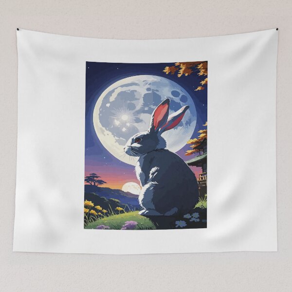 Item preview, The rabbit stares at the full moon. designed and sold by Whose-sweat.