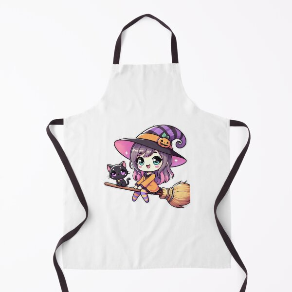 Item preview, Kawaii Witch on a Broom with Black Cat - Cute Halloween Cartoon Design designed and sold by DiverzeDesignz.