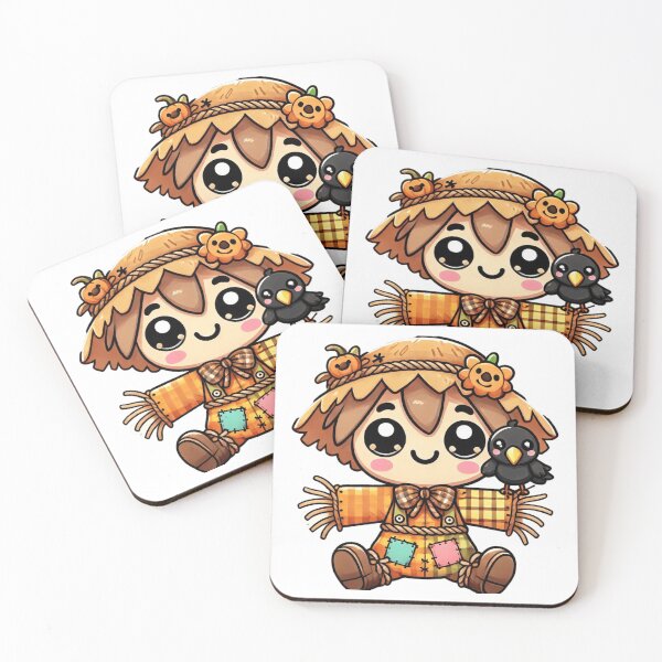 Item preview, Kawaii Scarecrow with Crow - Cute and Playful Autumn Cartoon Design designed and sold by DiverzeDesignz.