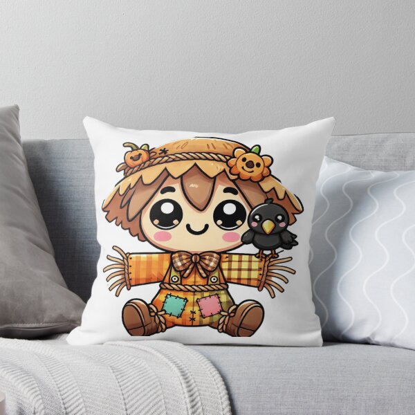 Item preview, Kawaii Scarecrow with Crow - Cute and Playful Autumn Cartoon Design designed and sold by DiverzeDesignz.