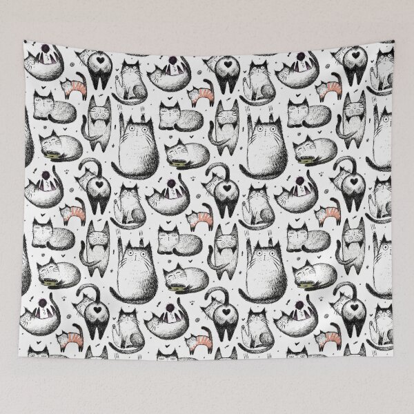 Item preview,  Hand drawn illustration sketch of funny cats designed and sold by Makitsu Neko.