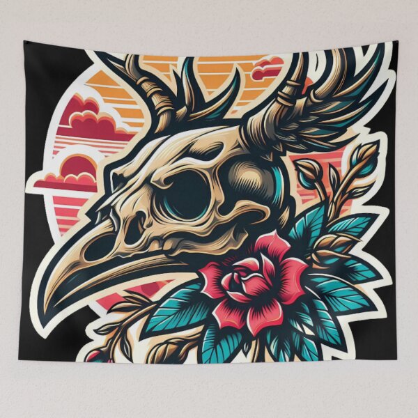Item preview, bird skull with horns designed and sold by Fabian-Artes.