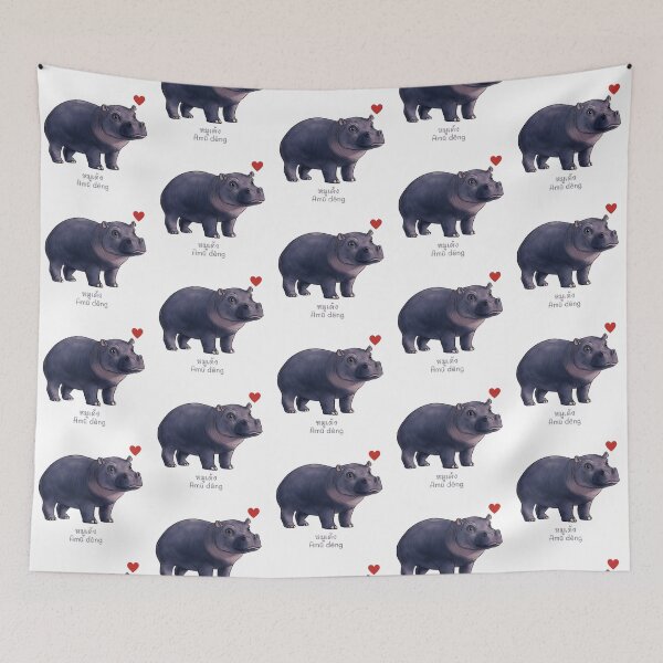 Item preview, hippopotamus pygmy hippo cute designed and sold by BanFahSai.
