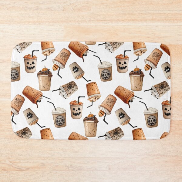 Item preview, Seamless pattern with sweet drink and chocolate latte balls, straws, evil smile designed and sold by natalidesign.
