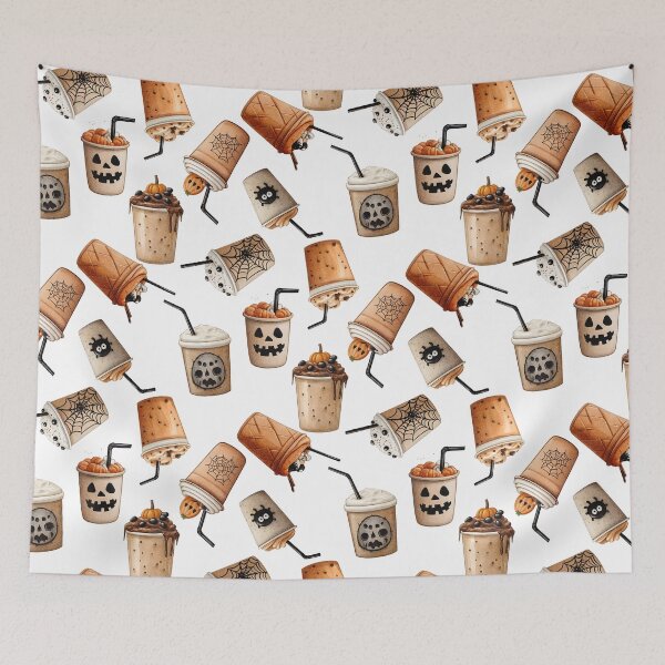 Item preview, Seamless pattern with sweet drink and chocolate latte balls, straws, evil smile designed and sold by natalidesign.