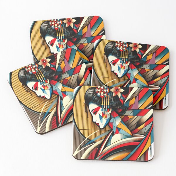 Item preview, Modern Geisha - Abstract Japanese Beauty in Geometric Art designed and sold by SakuraJapanArt.