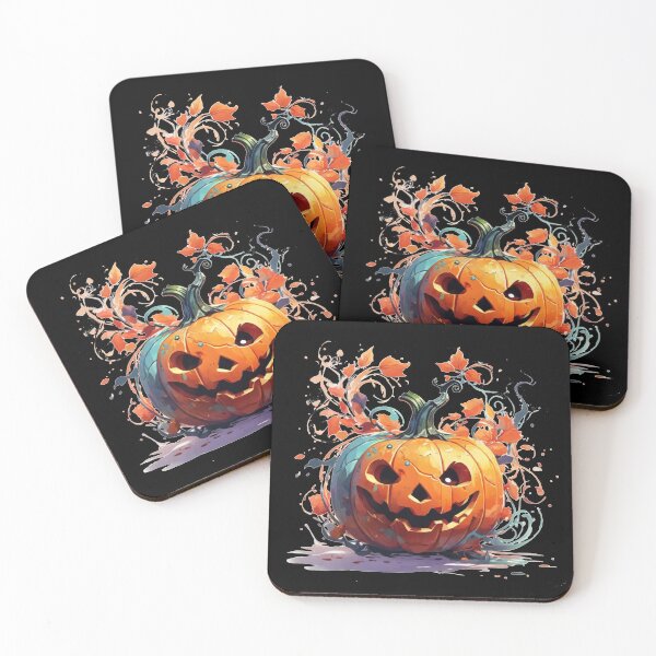 Item preview, A Halloween pumpkin with leaves designed and sold by Rose Design & Photos.