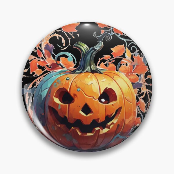 Item preview, A Halloween pumpkin with leaves designed and sold by Rose Design & Photos.
