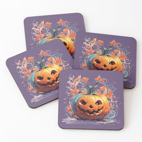 Item preview, A Halloween pumpkin with leaves designed and sold by Rose Design & Photos.