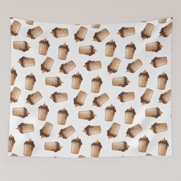 Item preview, Seamless pattern with sweet drink and chocolate latte balls, cute pumpkin designed and sold by natalidesign.