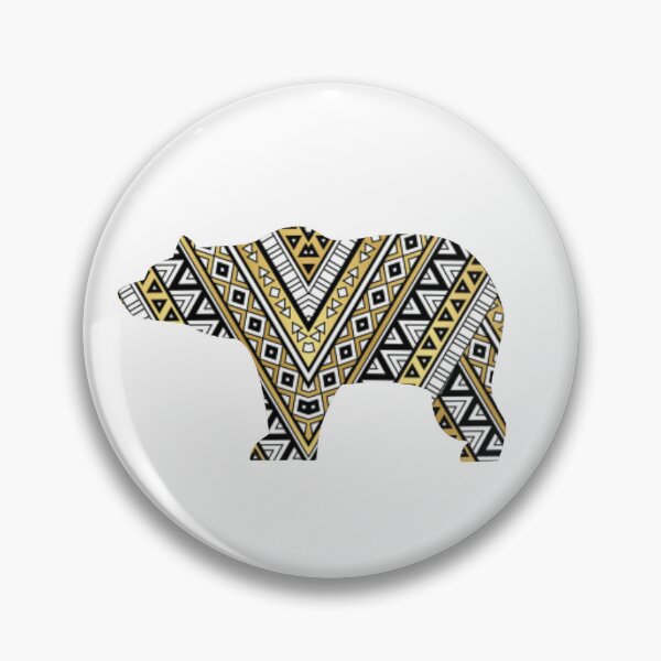 Item preview, Colorful Bear, Gold & Black Aztec Bear, Bear Art, Patterned Bear designed and sold by Spike The Punch Design Co..