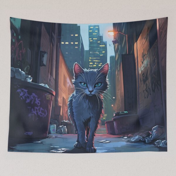 Item preview, Grey Street Cat With Blue Eyes designed and sold by GrinGalore.