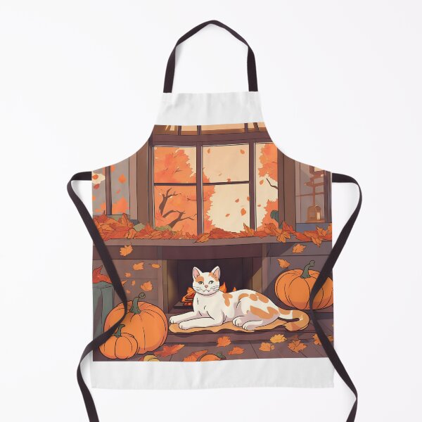 Item preview, Autumn Comfort – Cat by the Fire with Pumpkins designed and sold by Stefiivn.