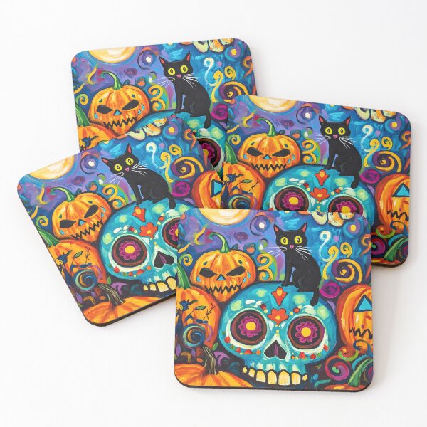 Item preview, Vivid Skulls and Pumpkins: Bold Halloween Art with Black Cat designed and sold by Soul-Sparks.