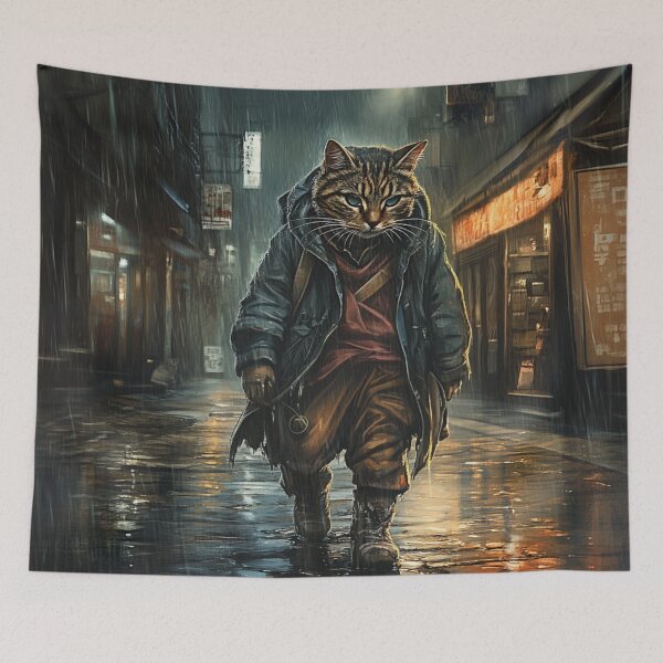 Item preview, Urban Tabby Cat In The Rain designed and sold by GrinGalore.