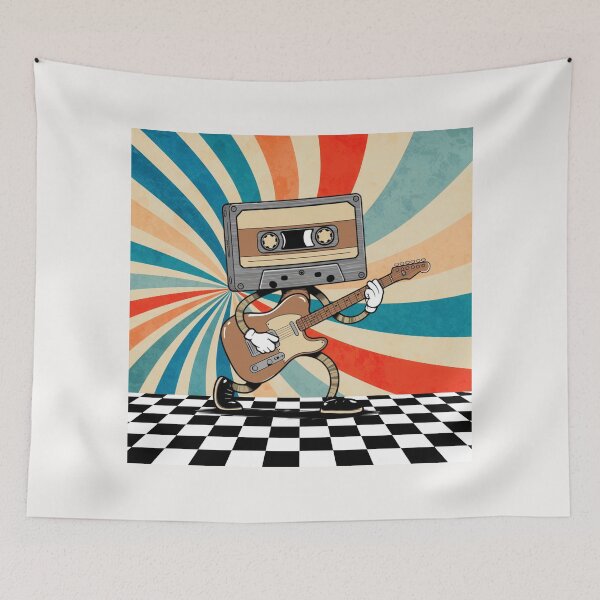 Item preview, Retro cassette tape man made design with 80s electric guitar designed and sold by StyleFused.