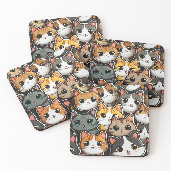 Item preview, Cartoon Japanese Cute Kitty Cats Stickers Pattern designed and sold by GrinGalore.
