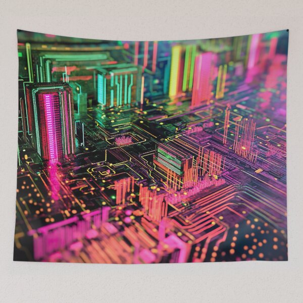 Item preview, Neon Circuit City: Futuristic Techscape designed and sold by Studio Axis.