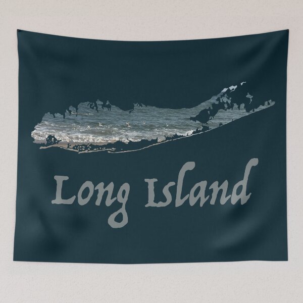 Item preview, Nautical Coastal Long Island MAP with Atlantic Ocean fill designed and sold by field3.