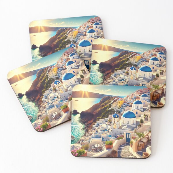 Item preview, Santorini Sunset Over Whitewashed Houses and Sea designed and sold by Koalangel.