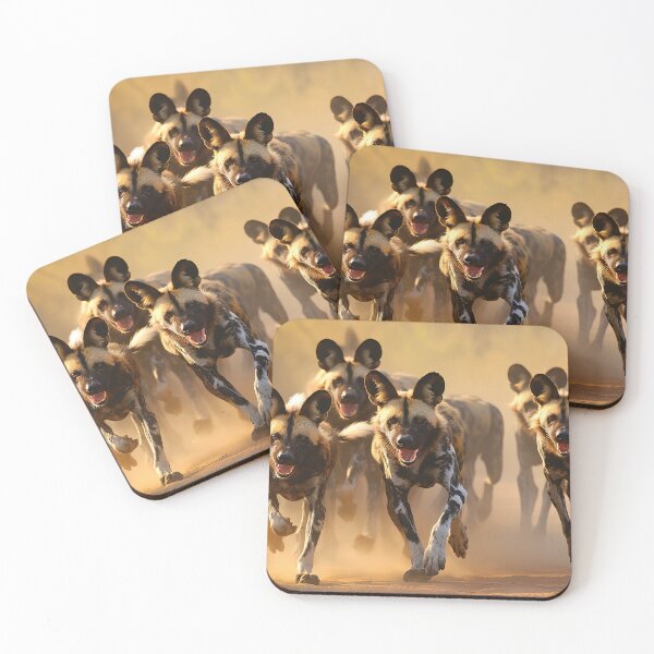 Item preview, African wild dogs running as a herd - Wildlife photo designed and sold by TheArtistOf2022.