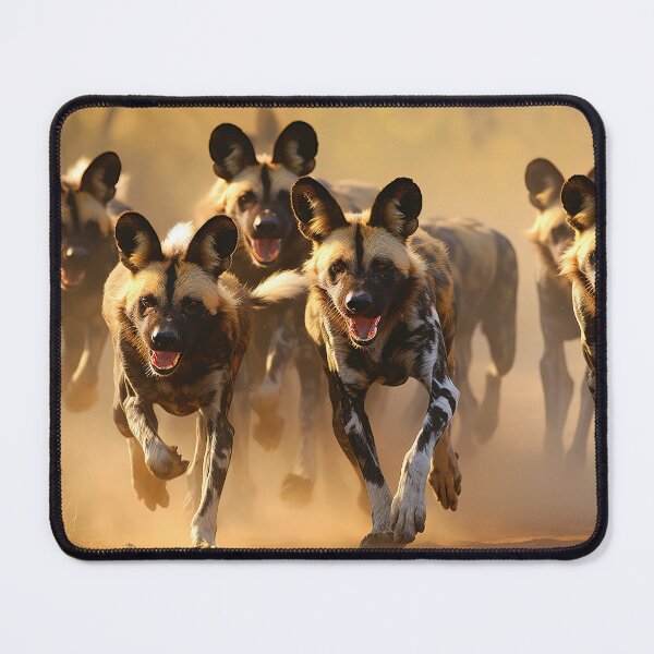 Item preview, African wild dogs running as a herd - Wildlife photo designed and sold by TheArtistOf2022.