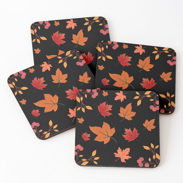 Item preview, Orange, red and yellow leaves on black background  designed and sold by Stefrait-7.
